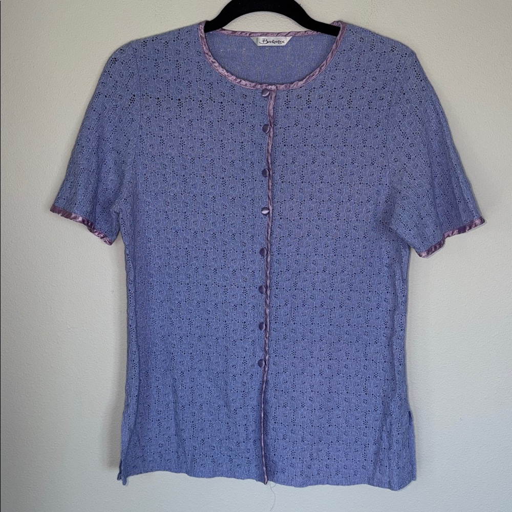 Vintage Berkertex Lace Satin Button Up Cottagecore Whimsical Fairy Top